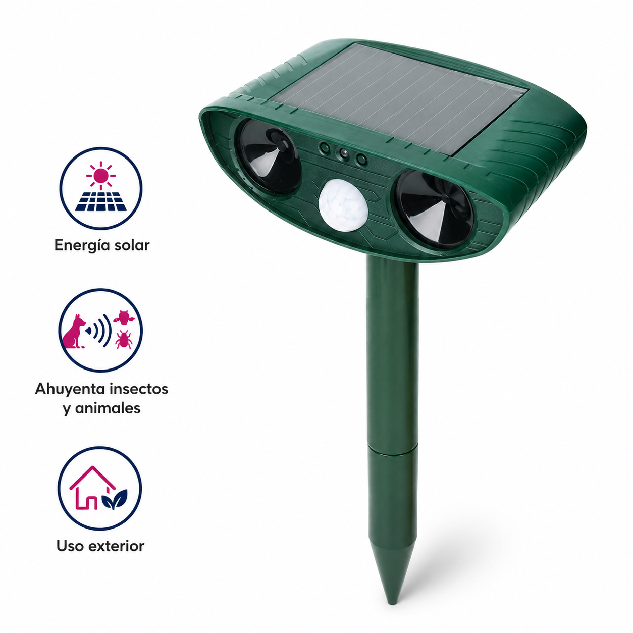 Repelente Ultrasónico Solar Multifuncional para Exteriores
