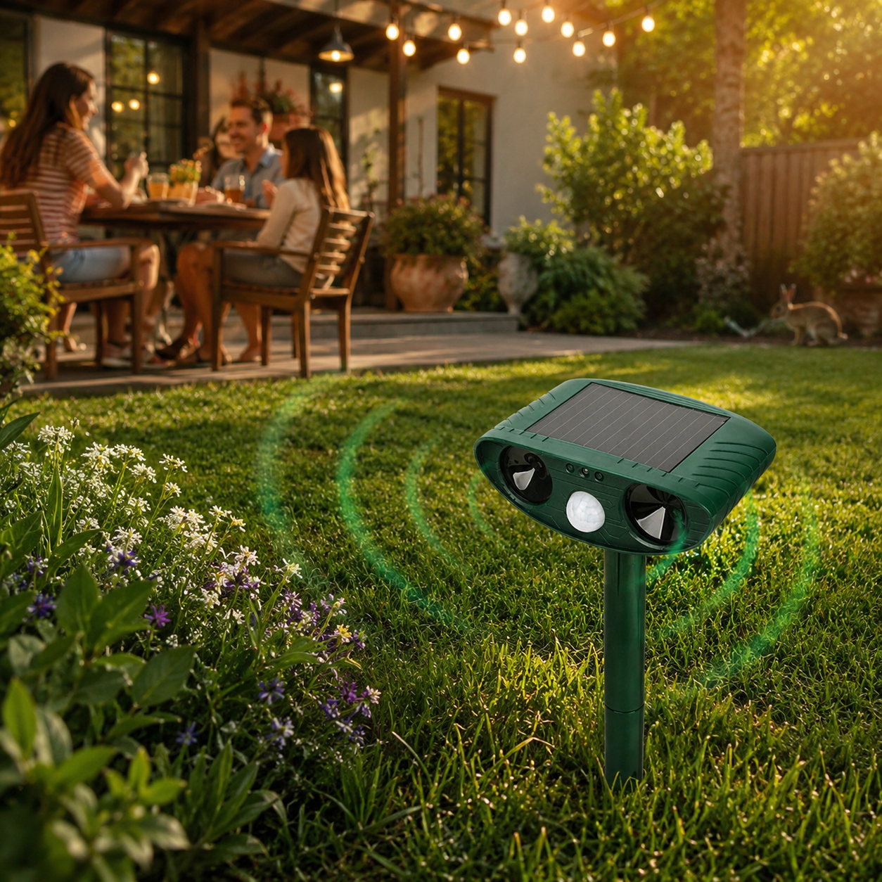 Repelente Ultrasónico Solar Multifuncional para Exteriores